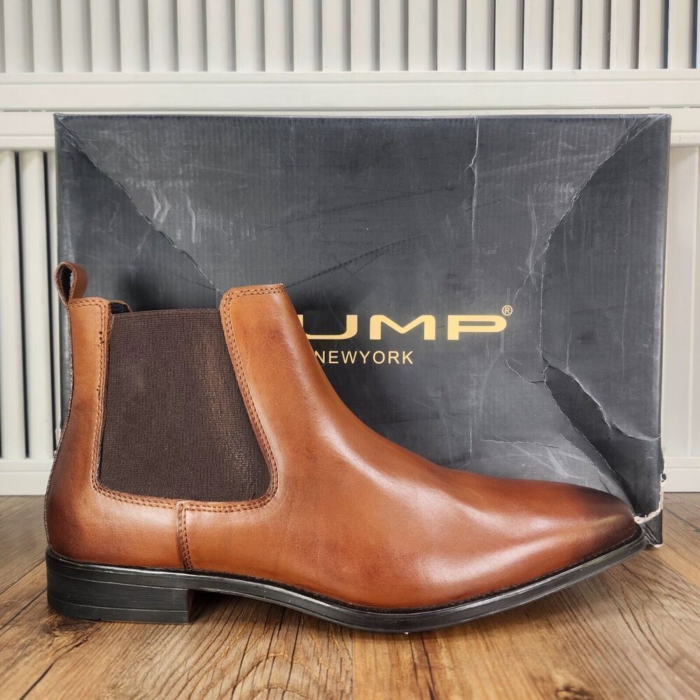 Jump New York Marcelo Chelsea Boots Mens Size 7 M Tan Leather Ankle Dress Preppy